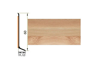 Плинтус алюминиевый Русский профиль 60мм ДЕКОРАТИВНОЕ ПОКРЫТИЕ ясень фото 1 | FLOORDEALER