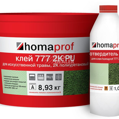 Сопутствующие материалы Homaprof 777 2K PU клей для искусственной травы. Морозостойкий Homaprof 777 2K PU 10 л Клей для искусственной травы морозостойкий фото 1 | FLOORDEALER