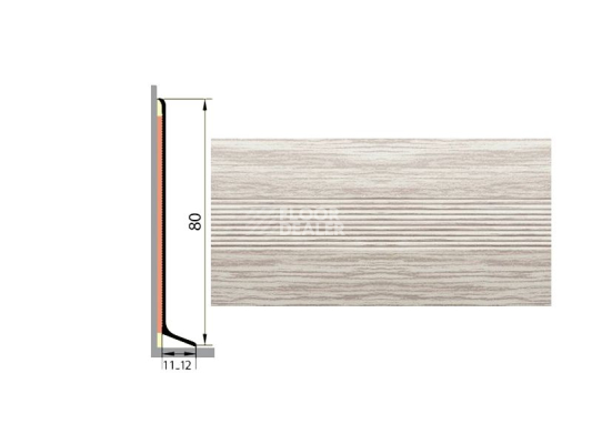 Плинтус Плинтус алюминиевый Русский профиль 80мм ДЕКОРАТИВНОЕ ПОКРЫТИЕ ясень серый фото 1 | FLOORDEALER