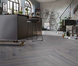 Kronotex Herringbone 10мм D4167 Дуб Престиж серый фото 3 | FLOORDEALER