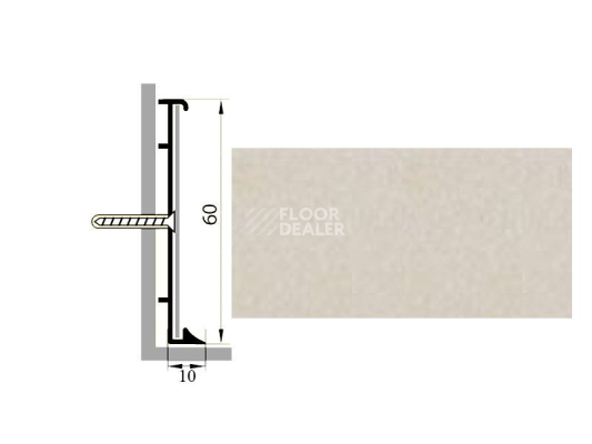 Плинтус Коммерческий плинтус алюминиевый Русский профиль 60мм ПОЛИМЕРНОЕ ПОКРЫТИЕ травертин фото 1 | FLOORDEALER