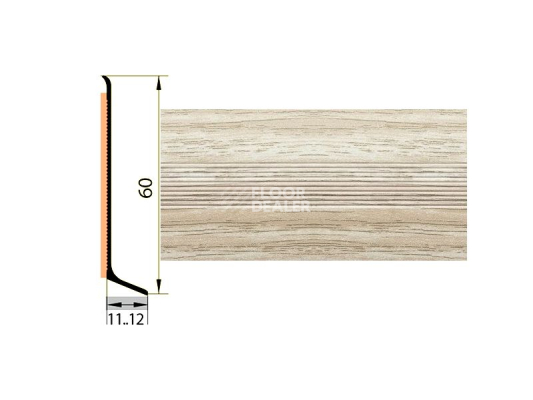 Плинтус Плинтус алюминиевый Русский профиль 60мм ДЕКОРАТИВНОЕ ПОКРЫТИЕ дуб арктический фото 1 | FLOORDEALER