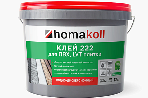 Сопутствующие материалы Homakoll 222 Клей для ПВХ, LVT плитки водно-дисперсионный Homakoll 222 12 кг. Клей для ПВХ  LVT плитки водно-дисперсионный фото  | FLOORDEALER