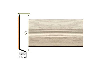 Плинтус алюминиевый Русский профиль 60мм ДЕКОРАТИВНОЕ ПОКРЫТИЕ груша белая фото 1 | FLOORDEALER