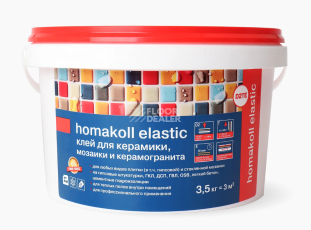 Сопутствующие материалы Homakoll elastic Клей для керамики Homakoll elastic 3.5 кг. Клей для керамики, мозаики и керамогранита, на акриловой основе фото 1 | FLOORDEALER