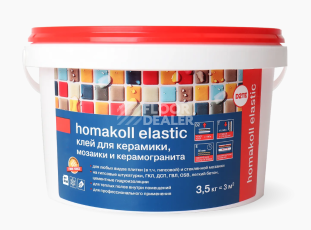 Сопутствующие материалы Homakoll elastic Клей для керамики Homakoll elastic 3.5 кг. Клей для керамики, мозаики и керамогранита, на акриловой основе фото 1 | FLOORDEALER