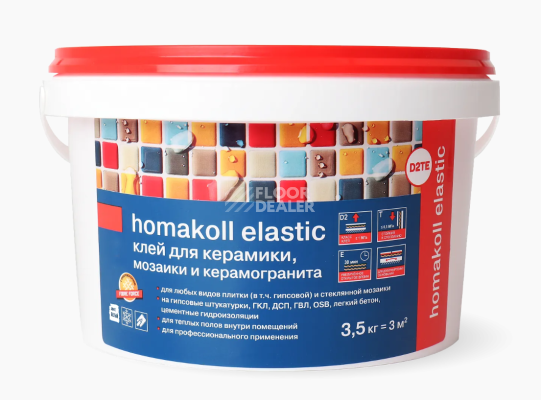 Сопутствующие материалы Homakoll elastic Клей для керамики Homakoll elastic 3.5 кг. Клей для керамики, мозаики и керамогранита, на акриловой основе фото 1 | FLOORDEALER