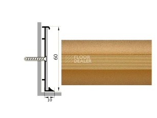 Плинтус Коммерческий плинтус алюминиевый Русский профиль 60мм ПОЛИМЕРНОЕ ПОКРЫТИЕ золото фото 1 | FLOORDEALER