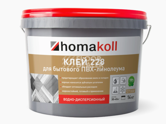 Сопутствующие материалы Homakoll 228 для бытового линолеума Homakoll 228 4 кг. Клей для бытового линолеума, водно-дисперсионный фото 1 | FLOORDEALER