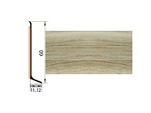 Плинтус алюминиевый Русский профиль 60мм ДЕКОРАТИВНОЕ ПОКРЫТИЕ дуб аляска фото 1 | FLOORDEALER