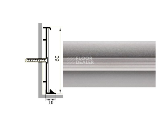 Плинтус Коммерческий плинтус алюминиевый Русский профиль 60мм БЕЗ ПОКРЫТИЯ фото 1 | FLOORDEALER