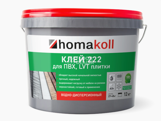 Сопутствующие материалы Homakoll 222 Клей для ПВХ, LVT плитки водно-дисперсионный Homakoll 222 3.5 кг. Клей для ПВХ  LVT плитки водно-дисперсионный фото 1 | FLOORDEALER