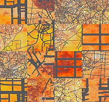 Ковровая плитка Ege Highline Cityscapes Aerial Map Orange k 5269 spec.rfes 40001-51 фото 1 | FLOORDEALER