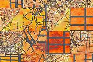 Ковровая плитка Ege Highline Cityscapes Aerial Map Orange k 5269 spec.rfes 40001-51 фото  | FLOORDEALER