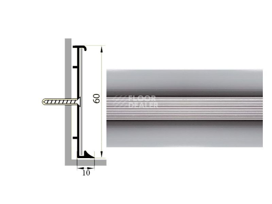 Плинтус Коммерческий плинтус алюминиевый Русский профиль 60мм АНОДИРОВАННОЕ ПОКРЫТИЕ серебро глянец фото 1 | FLOORDEALER