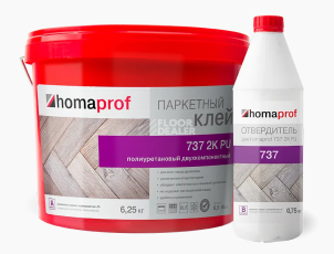 Сопутствующие материалы Homaprof 737 2K PU для паркета Homaprof 737 2K PU 7 кг. (А+В) Клей для паркета, 2K полиуретановый фото 1 | FLOORDEALER
