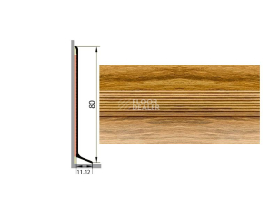 Плинтус алюминиевый Русский профиль 80мм ДЕКОРАТИВНОЕ ПОКРЫТИЕ дуб эдельвейс фото 1 | FLOORDEALER