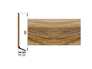 Плинтус алюминиевый Русский профиль 60мм ДЕКОРАТИВНОЕ ПОКРЫТИЕ дуб камелия фото 1 | FLOORDEALER