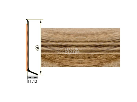 Плинтус Плинтус алюминиевый Русский профиль 60мм ДЕКОРАТИВНОЕ ПОКРЫТИЕ дуб камелия фото 1 | FLOORDEALER