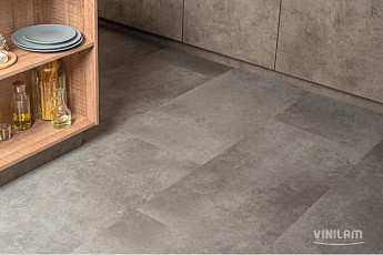 Кварцвиниловые полы Vinilam Ceramo Stone 2,5 мм 71610 Цемент Стальной фото 1 | FLOORDEALER